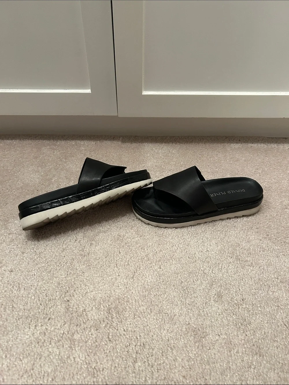 Donald Pliner Black Leather Fifi Wedge Sandals